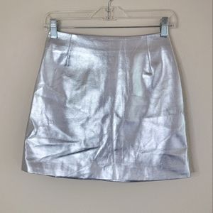 H&M silver metalic faux leather mini skirt